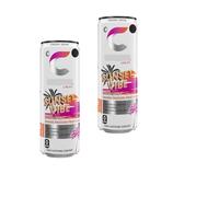 Sunset Vibe,Cosmic Vibe,Peach Vibe,Fantasy Vibe Fruit Flavoured Sugar Free Energy Drink Cans 355ml - 7 Vitamins Included Drink Cans (2 x Cans, Sunset Vibe Mango Passionfruit 355ml)