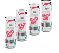 Sunset Vibe,Cosmic Vibe,Peach Vibe,Fantasy Vibe Fruit Flavoured Sugar Free Energy Drink Cans 355ml - 7 Vitamins Included Drink Cans (4 x Cans, Peach Vibe White Peach Flavour 355ml)