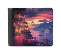 Sunset View Amalfi Coast Italy Men's Bifold Wallet Slim Cash Card Holder Leather Purse