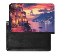 Sunset View Amalfi Coast Italy Passport Holder Cover Wallet Travel Leather Passport Case for Women Men