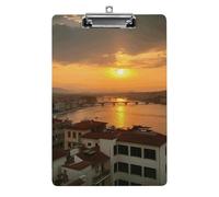 Sunset View Clipboard, A4 Acrylic Clipboard with Hanging Hole, Ultra-Light Clip Board - Holds 100 Sheets, Shatterproof Document Holder for Office, 12.5" X 8.5"