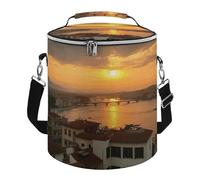 Sunset View Lunch Bag, 15L Portable Leakproof Picnic Basket with Shoulder Strap, Insulated Picnic Cooler Bag for Camping, Beach, Hiking & Groceries