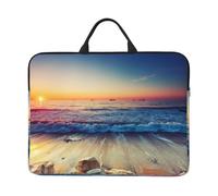 Sunset View On The Beach Shore 14 Inch Printed Laptop Sleeve, 600d Oxford-Cloth Shockproof Laptop Case With Thickened Pearl Cotton,Waterproof Portable Laptop Handbag Cover
