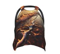 Sunset View On The Beach Shore Baby Car Seat Canopy Cover, Multi Use Breathable Nursing Breastfeeding Covers for Mom Soft Stroller Sun Shade Newborn Shower Gift