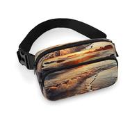 Sunset View on The Beach Shore Fanny Pack Waterproof External Pocket Portable Waist Pack Outdoor Adjustable Strap Lightweight Waist Bag for Workout Traveling Casual Running Hiking Cycling