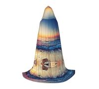 Sunset View On The Beach Shore Hooded Cape For Teenagers Witch Vampire Cosplay Party Halloween Christmas Printed Long Cloak