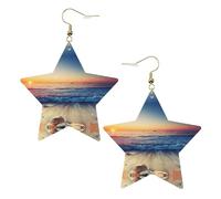 Sunset View On The Beach Shore Leather Star Shaped Earrings Fashion Accessories Lightweight Festivals Parties Everyday Life