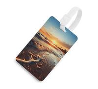 Sunset View on The Beach Shore Luggage Tag Classic Personalized Repeated Luggage Tag Cute Unique Travel Essentials Identifiers for Women Men Baggage Backpack Handbag Suitcase, White-style, One Size