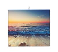 Sunset View On The Beach Shore Print Kitchen Counter Absorbent Dish Drying Mat Foldable Reusable Coffee Sink Rack Pad