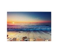 Sunset View on The Beach Shore Printed Adult Puzzle 1000-piece wooden puzzle challenging game home decor birthday party gift