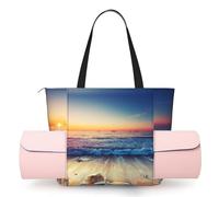 Sunset View On The Beach Shore Women'S Yoga Mat Bag With All-Over Print,Lightweight Polyester Shoulder Gym Bag,Front Open Pocket For Yoga Mat, Towel