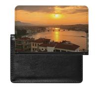 Sunset View Passport Holder with 3 Card Slots, Portable PU Leather Travel Wallet, Slim Protective Cover for Passport, ID, Credit Cards