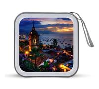 Sunset View Puerto Vallarta Mexico Our Lady of Guadalupe (2) CD Case Portable DVD Storage Small CD Holder Organizer for Home Travel