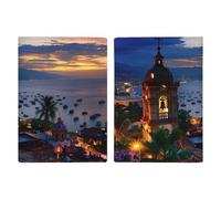 Sunset View Puerto Vallarta Mexico Our Lady of Guadalupe (2) Passport Holder PU Leather Passport Protective Cover Travel Wallet Accessories