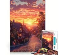Sunset Village 1000 Piece Jigsaws for Teenagers Puzzle Strong Logic Toy Relaxed Mind Clear Edge Bday Surprise (38x52cm)