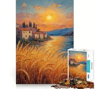 Sunset Village by The River 1000 Piece Jigsaw Puzzles for Adults Jigsaw Mental Toy Soothing Fun Premium Cut Birthday Gift (38x26cm)