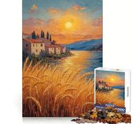 Sunset Village by The River Jigsaw Puzzles for Teenagers 1000 Piece Raise Memory Leisure Time Clean Edge Lovely Present (38x52cm)