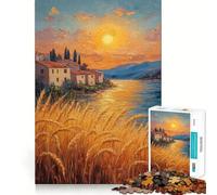Sunset Village by The River Jigsaw Puzzles for Teenagers 1000 Piece Raise Memory Leisure Time Clean Edge Lovely Present (38x52cm)