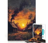 Sunset Village Jigsaw Puzzles for Teenagers 1000 Brain Workout Toy Simple Fun Image Assembly Cherished Gift (38x26cm)