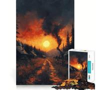 Sunset Village Teenager Jigsaw Puzzles 1000 Pieces Memory Boost Home Activity Pattern Assembly Perfect Present (38x52cm)