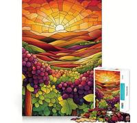 Sunset Vineyard 1000 Pieces Jigsaw Puzzles for Teenagers Cognitive Toy Gentle Leisure Pattern Assembly Fine Art Piece (50x75cm)