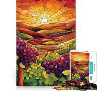 Sunset Vineyard Jigsaw Puzzles 1000 Piece for Adults Mental Logic Toy Peaceful Fun Firm Cut Cherished Gift (38x52cm)