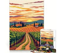Sunset Vineyard Landscape 1000 Piece Jigsaws for Teenagers Puzzle Memory Gain Relaxing Fun Design Assembly Warm Surprise (38x26cm)