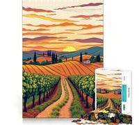 Sunset Vineyard Landscape 1000 Piece Jigsaws for Teenagers Puzzle Memory Gain Relaxing Fun Design Assembly Warm Surprise (38x26cm)