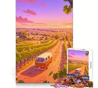 Sunset Vineyard Van 1000 Piece Jigsaw Puzzles for Adults Brain Tease Toy Relax Time Perfect Cut Memorable Gift (38x26cm)