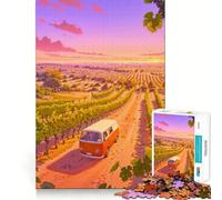 Sunset Vineyard Van 1000 Piece Jigsaw Puzzles for Adults Brain Tease Toy Relax Time Perfect Cut Memorable Gift (38x26cm)