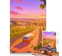 Sunset Vineyard Van Jigsaw Puzzles for Adults1000 Pieces Think Smart Toy Family Bond Accurate Cut Seasonal Gift (50x75cm)