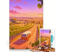 Sunset Vineyard Van Jigsaw Puzzles for Adults1000 Pieces Think Smart Toy Family Bond Accurate Cut Seasonal Gift (50x75cm)