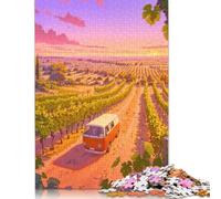 Sunset Vineyard Van Jigsaw Puzzles Puzzle for Adults Kids. 1000 Piece Impossible Challenge Toy Educational Games Home Decoration for Adults& Kids Age 14 Years Up 1000pcs (38x26cm)