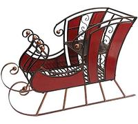 Sunset Vista Designs Jolly Santra Sleigh Display, Red Wood & Metal, XL