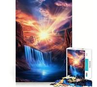 Sunset Waterfall 1000 Pieces Jigsaws Adults Puzzles Gifts Strengthen Recall Serene Time Quality Edge Santa Wish Item (50x75cm)