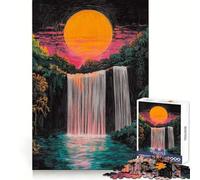 Sunset Waterfall Crayons Scratch Teenager Jigsaw Puzzles 1000 Pieces Memory Boost Home Activity Pattern Assembly Perfect Present (50x75cm)
