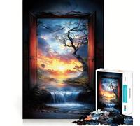 Sunset Waterfall Gateway 1000 Piece Jigsaws for Teenagers Puzzle Wise Think Toy Simple Fun Tight Cut Santa Wish Pick (38x52cm)