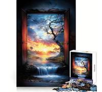 Sunset Waterfall Gateway Jigsaw Puzzles for Teenagers 1000 Piece Enhance Recall Home Leisure Exact Edge (50x75cm)