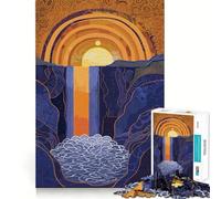 Sunset Waterfall Gustav Klimit Style 1000 Piece Jigsaws for Teenagers Puzzle Mind Challenge Toy Calm Pastime Precise Cut Lovely Gift (50x75cm)