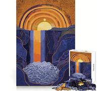 Sunset Waterfall Gustav Klimit Style 1000 Piece Jigsaws for Teenagers Puzzle Mind Challenge Toy Calm Pastime Precise Cut Lovely Gift (50x75cm)