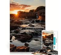 Sunset Waterfall Nature 1000 Piece Jigsaw Puzzle for Teenagers Smart Game Relaxed Mind Pattern Assembly Santa Wish List (38x26cm)