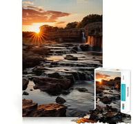 Sunset Waterfall Nature 1000 Piece Jigsaws for Adults Puzzle Intellect Toy Relaxing Fun Quality Cut Fine Art Piece (50x75cm)