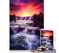 Sunset Waterfalls 1000 Piece Jigsaw Puzzles for Teenagers Logic Sense Toy Peaceful Fun Smooth Edge Creative Gift (50x75cm)
