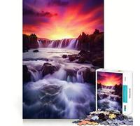 Sunset Waterfalls 1000 Piece Jigsaw Puzzles for Teenagers Logic Sense Toy Peaceful Fun Smooth Edge Creative Gift (50x75cm)