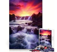 Sunset Waterfalls 1000 Pieces Puzzles for Teenagers Boost Recall Relaxing Fun Accurate Edge Thoughtful Gift (38x52cm)