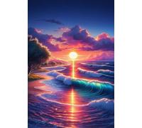 Sunset Waves 100 Piece Jigsaw Puzzle for Adults, Creativity, Challenging and Difficult Puzzle, Brain Teaser Puzzles for Adults 100 Pieces for The Whole for Women, Men
