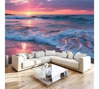 Sunset Waves Beach 3D Photo Wallpaper Non-Woven Affordable Luxury Art Wall Mural Decoration Poste Premium Wallpaper Wall Art for Living Room Bedroom W350xH256 29f332