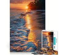 Sunset Waves on The Beach Jigsaw Puzzles 1000 Pieces for Adults Reason Skill Toy Calm Relax Exact Cut Heartfelt Gift (50x75cm)