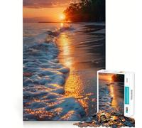 Sunset Waves on The Beach Jigsaw Puzzles 1000 Pieces for Teenagers Think Game Peaceful Time Quality Edge Perfect Present (38x26cm)