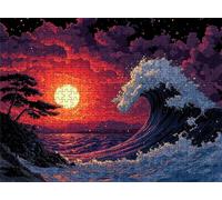 Sunset Waves Puzzle - 1500 Piece Jigsaw Puzzles for Adults - The Back Features Printed Letter Guides - The Pieces fit Together Snugly - Wooden Puzzles for Adults - Gifts Man 34.3 X 22.4 Inch s7h-146
